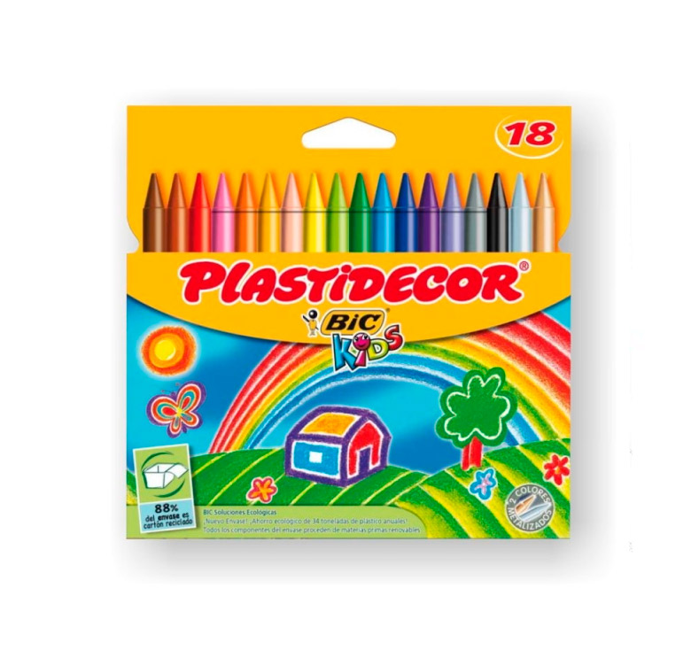 Lapices cera Plastidecor caja de 18 unidades